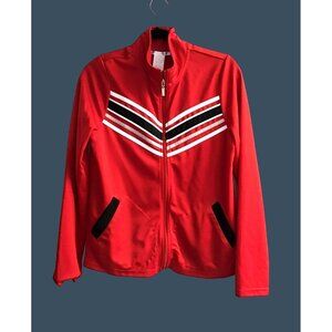K. JORDAN- WOMENS RED FULL ZIP-UP POCKETS TRACK JACKET SIZE MEDIUM